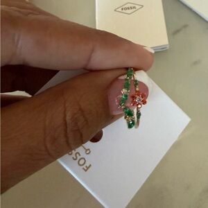 Fossil Green and Red Stone Earrings